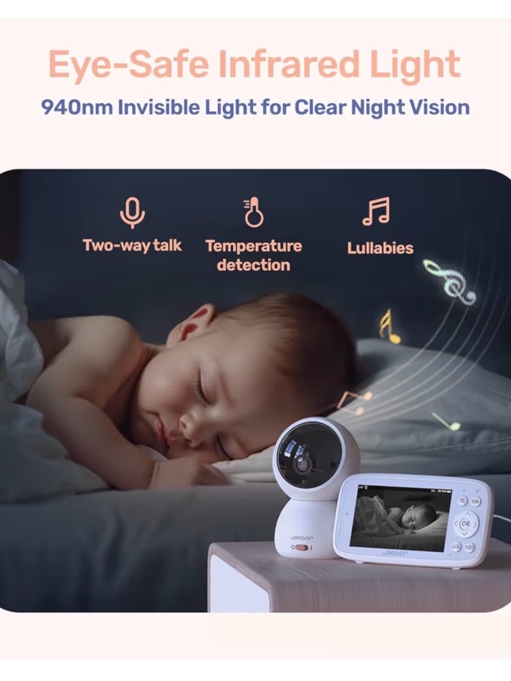 WiFi Video Baby Monitor with Night Vision and Screen